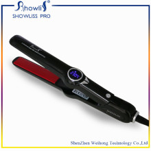 Showliss Professional Ceramic Flat Iron Hair Straightener + 2 Free Salon Clips - Universal Voltage 110V-220 - Temperature Controls